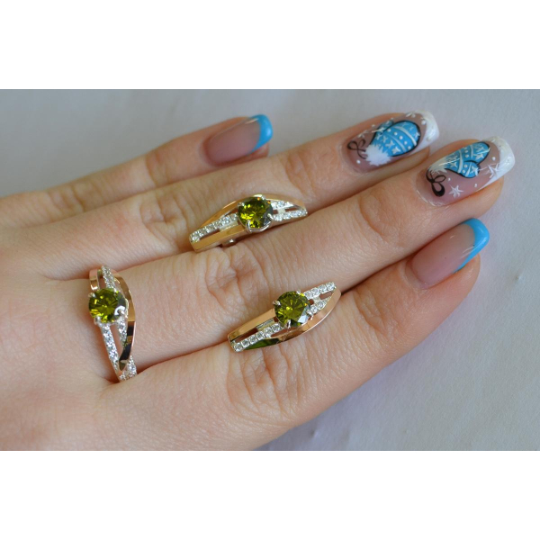 Серебряный набор с золотыми вставками (108)