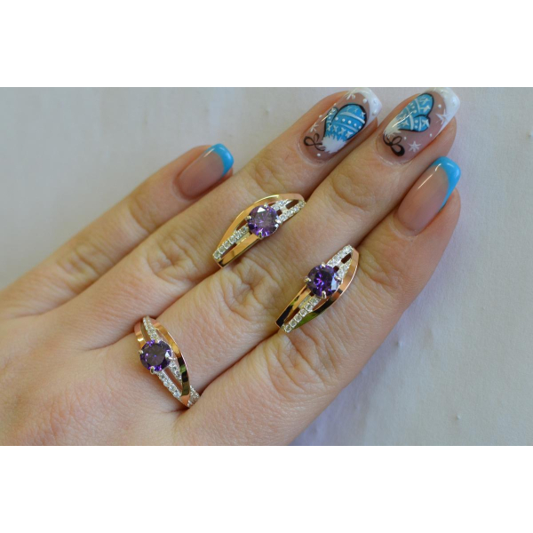 Серебряный набор с золотыми вставками (108)