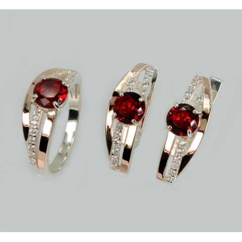 Серебряный набор с золотыми вставками