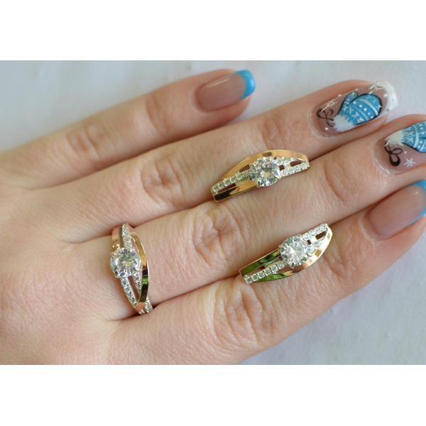 Серебряный набор с золотыми вставками (108)