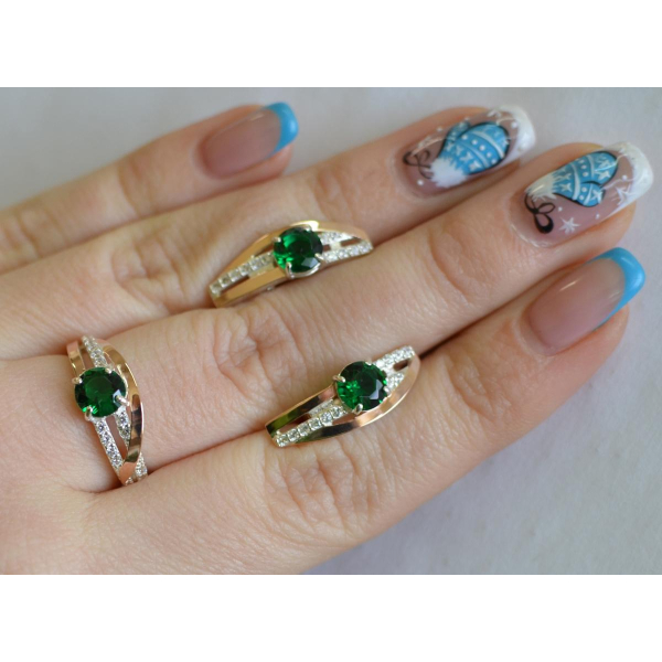 Серебряный набор с золотыми вставками (108)