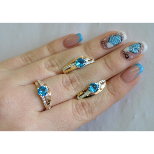 Серебряный набор с золотыми вставками (108)