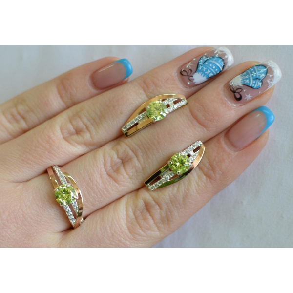 Серебряный набор с золотыми вставками (108)