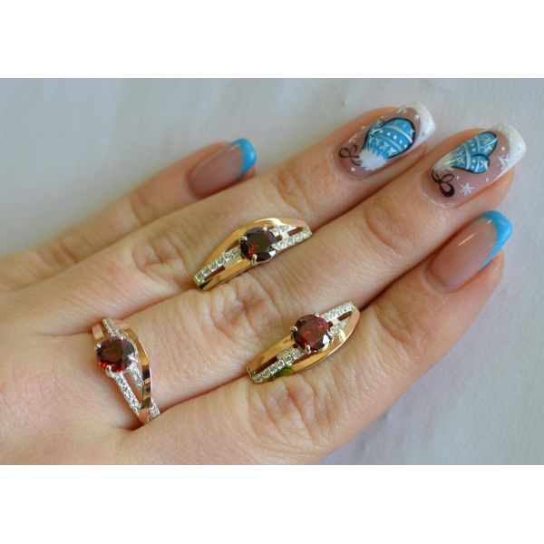 Серебряный набор с золотыми вставками (108)