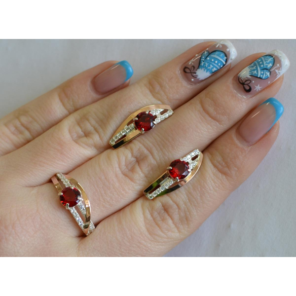 Серебряный набор с золотыми вставками (108)