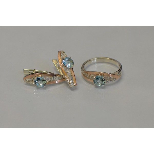 Серебряный набор с золотыми вставками (108)