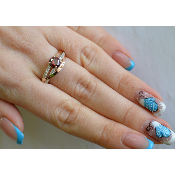 Срібне кільце з золотими вставками (108к)