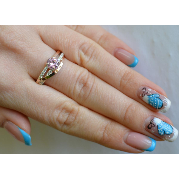 Срібне кільце з золотими вставками (108к)