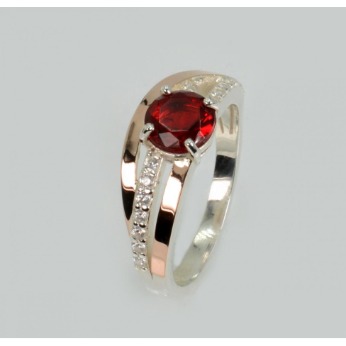 Серебряное кольцо с золотыми вставками