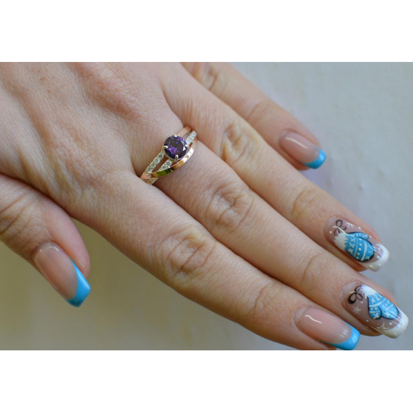 Срібне кільце з золотими вставками (108к)