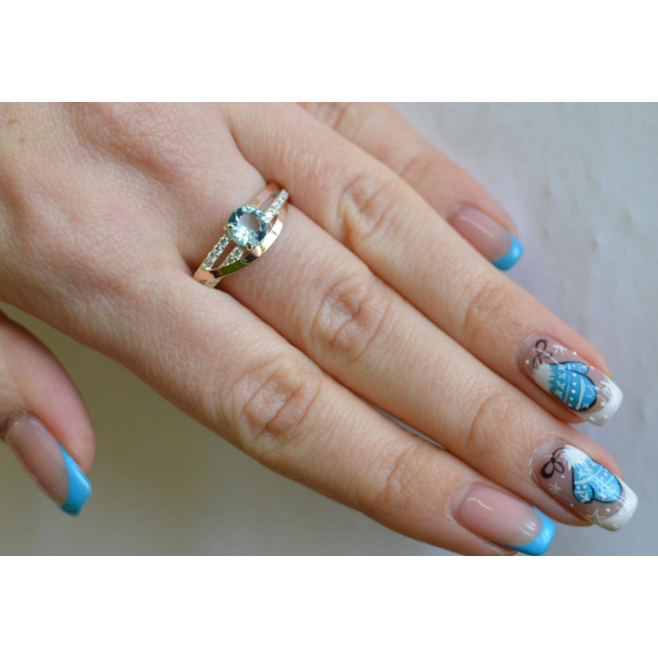 Срібне кільце з золотими вставками (108к)