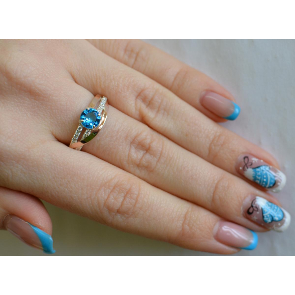 Срібне кільце з золотими вставками (108к)