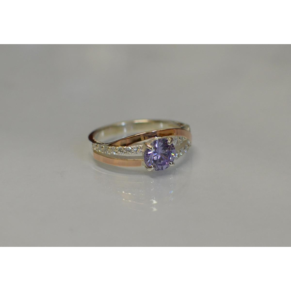 Срібне кільце з золотими вставками (108к)