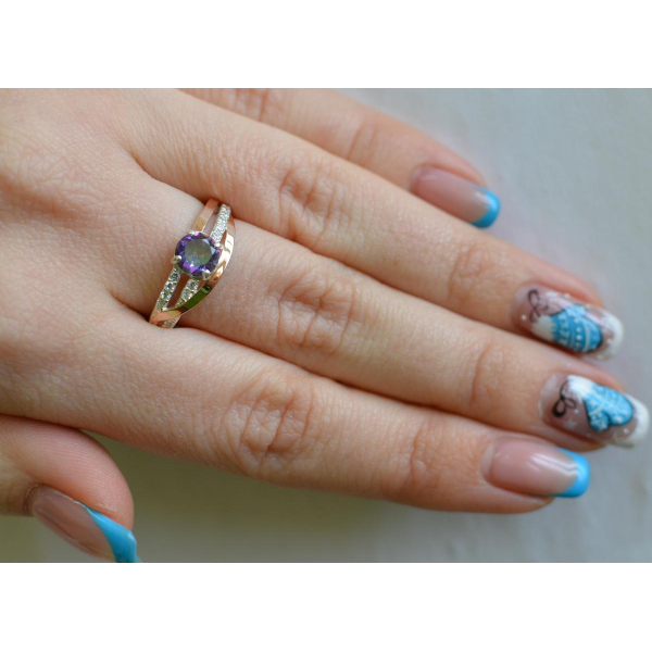 Срібне кільце з золотими вставками (108к)