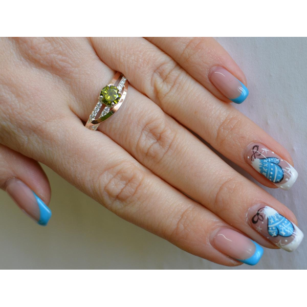 Срібне кільце з золотими вставками (108к)