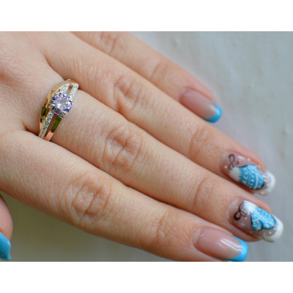 Срібне кільце з золотими вставками (108к)