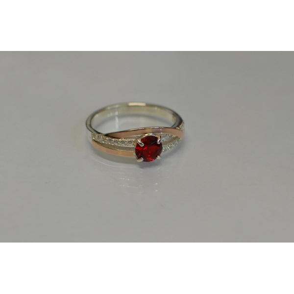 Срібне кільце з золотими вставками (108к)