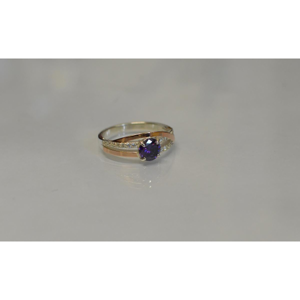 Срібне кільце з золотими вставками (108к)