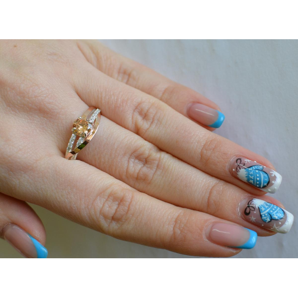 Срібне кільце з золотими вставками (108к)