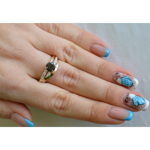 Срібне кільце з золотими вставками (108к)