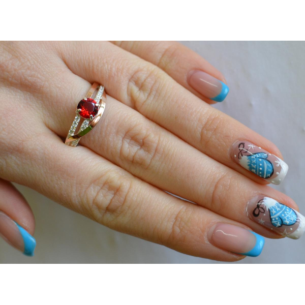 Срібне кільце з золотими вставками (108к)