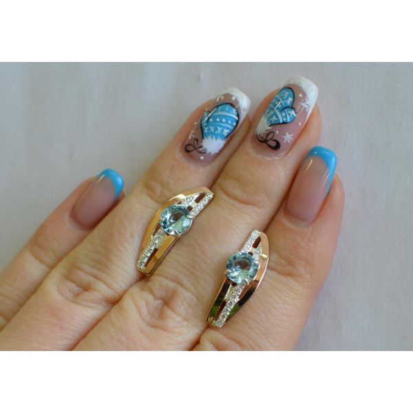 Серебряные сережки с золотыми вставками (108с)