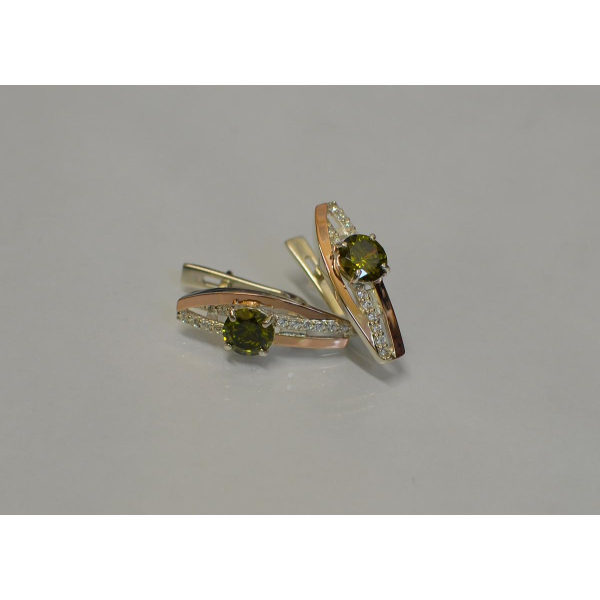 Серебряные сережки с золотыми вставками (108с)