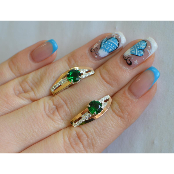 Серебряные сережки с золотыми вставками (108с)