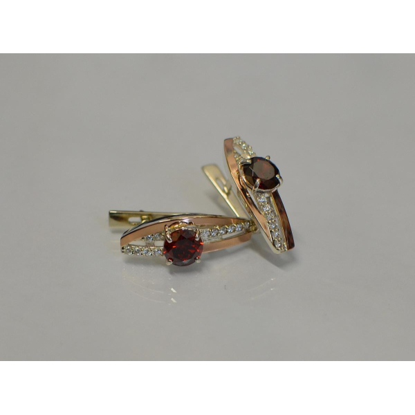 Серебряные сережки с золотыми вставками (108с)