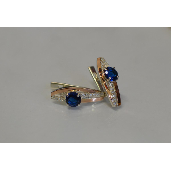 Серебряные сережки с золотыми вставками (108с)