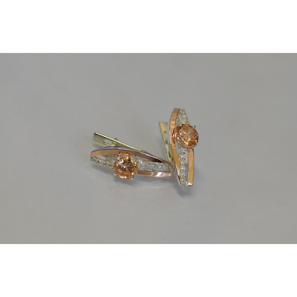 Серебряные сережки с золотыми вставками (108с)