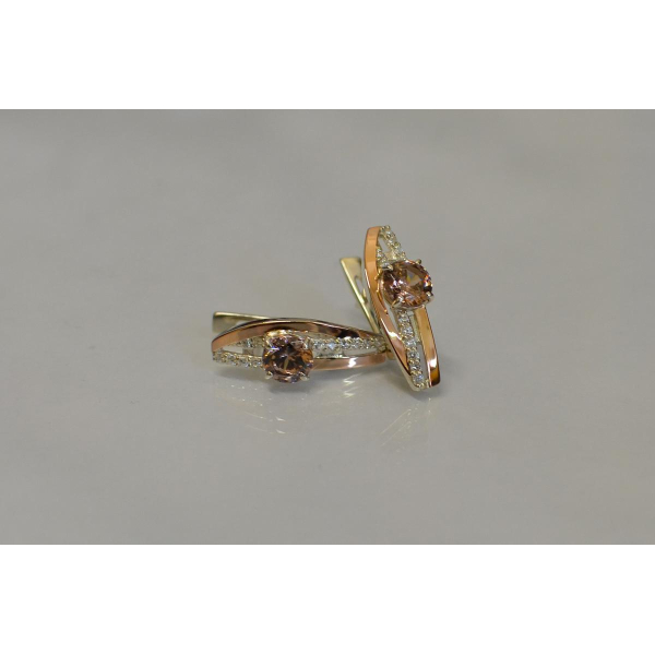 Серебряные сережки с золотыми вставками (108с)