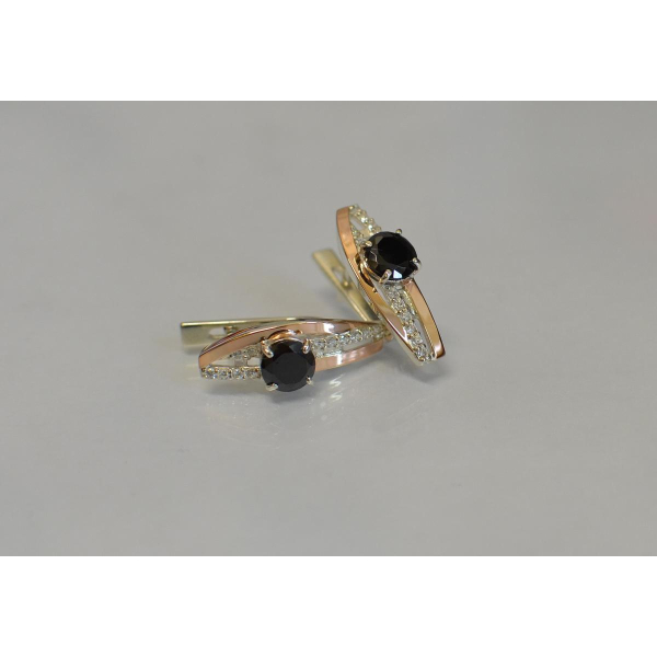 Серебряные сережки с золотыми вставками (108с)