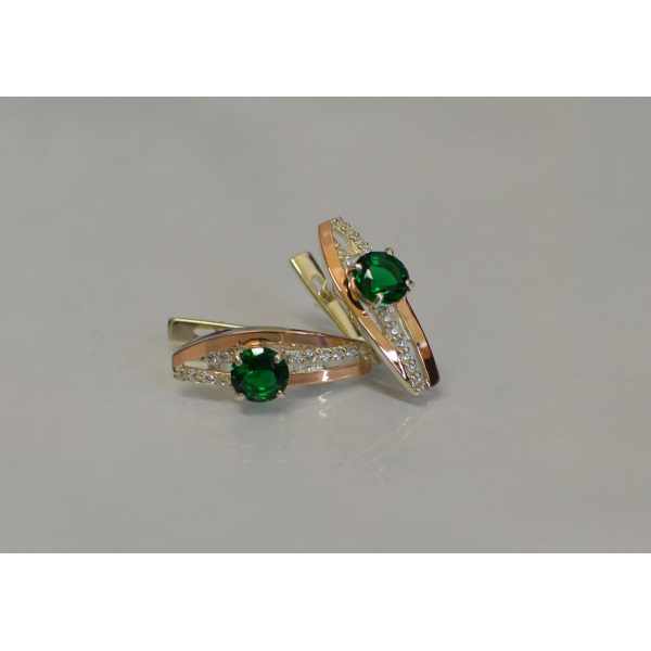 Серебряные сережки с золотыми вставками (108с)