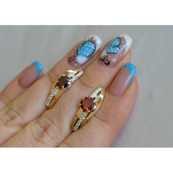 Серебряные сережки с золотыми вставками (108с)