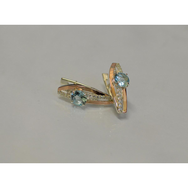 Серебряные сережки с золотыми вставками (108с)