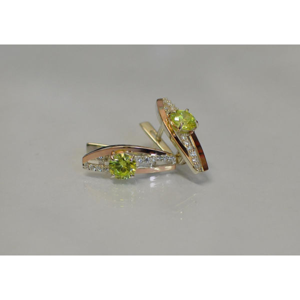 Серебряные сережки с золотыми вставками (108с)