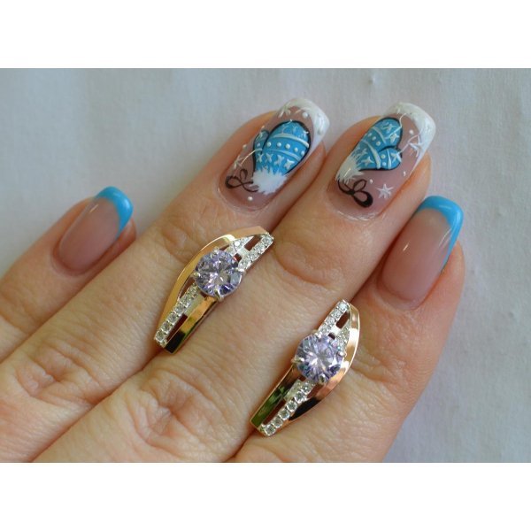 Серебряные сережки с золотыми вставками (108с)