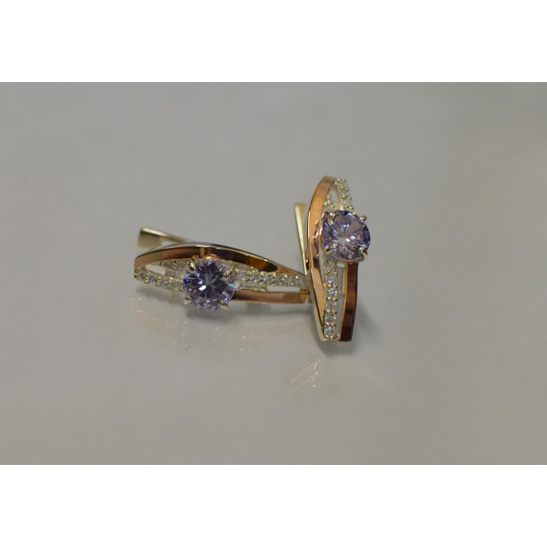 Серебряные сережки с золотыми вставками (108с)