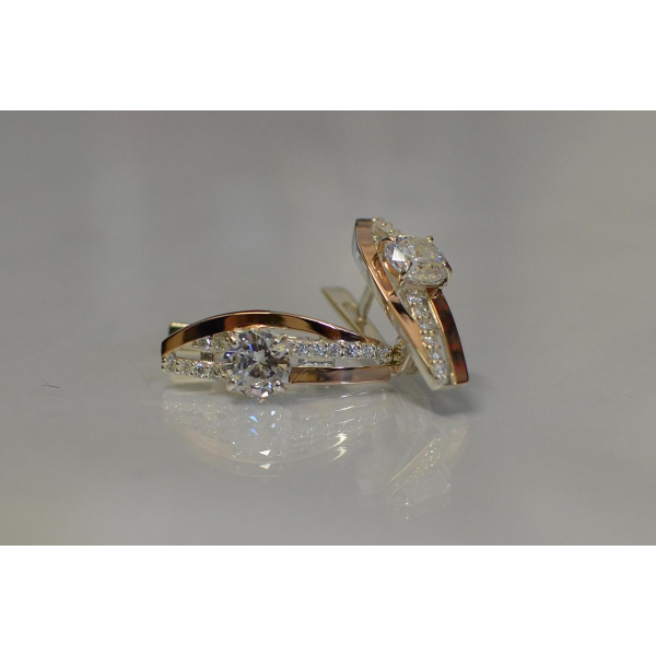 Серебряные сережки с золотыми вставками (108с)