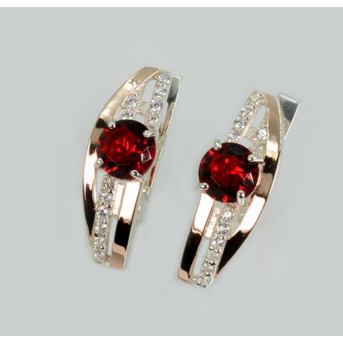 Срібні сережки з золотими вставками