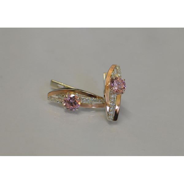 Серебряные сережки с золотыми вставками (108с)