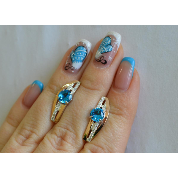 Серебряные сережки с золотыми вставками (108с)