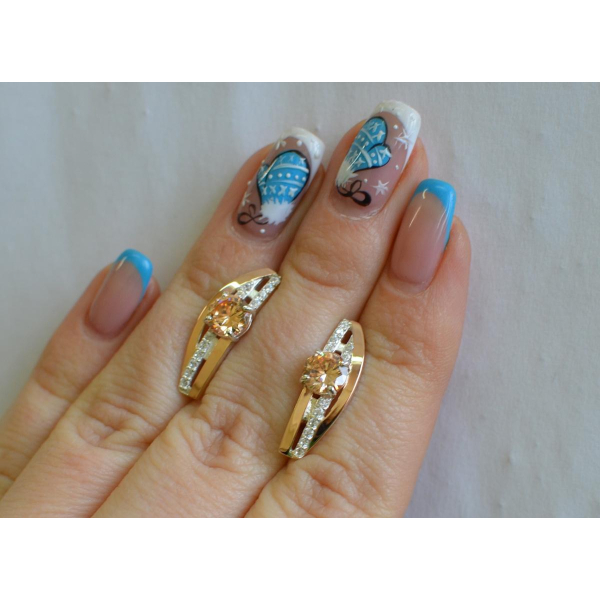 Серебряные сережки с золотыми вставками (108с)