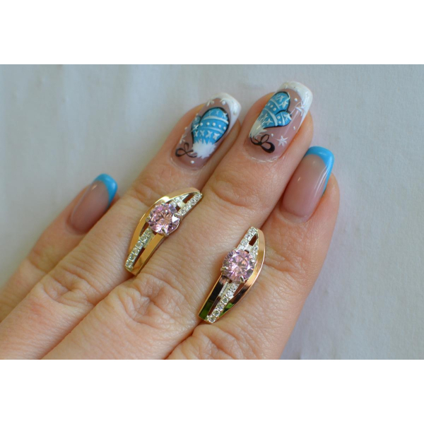 Серебряные сережки с золотыми вставками (108с)