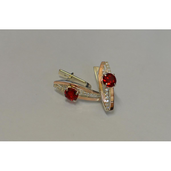 Серебряные сережки с золотыми вставками (108с)