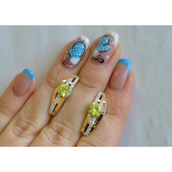 Серебряные сережки с золотыми вставками (108с)