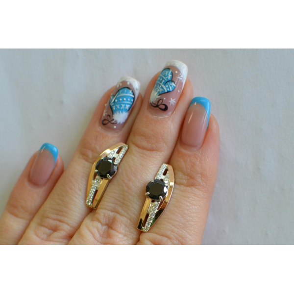 Серебряные сережки с золотыми вставками (108с)