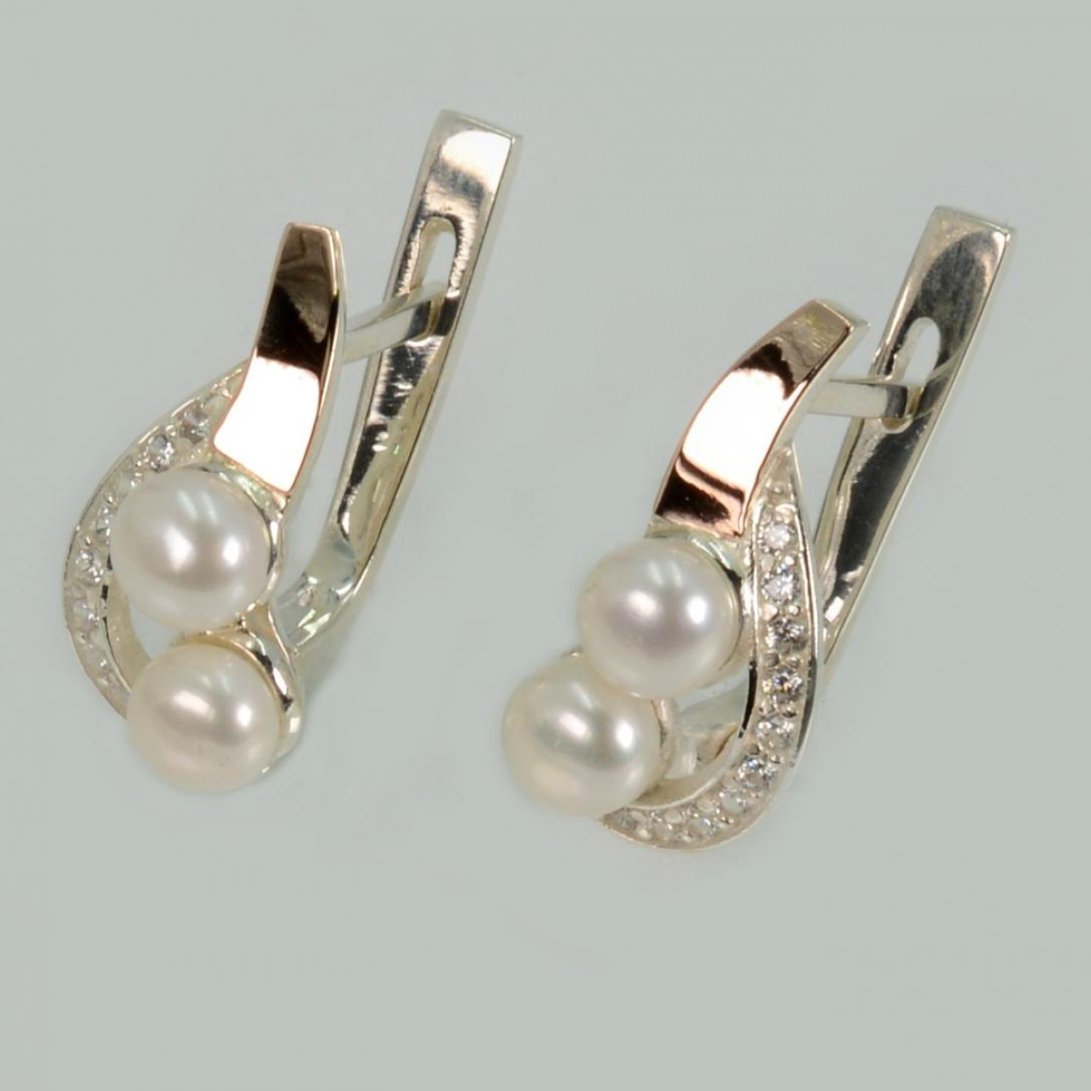 Срібні сережки з перлами (109с)