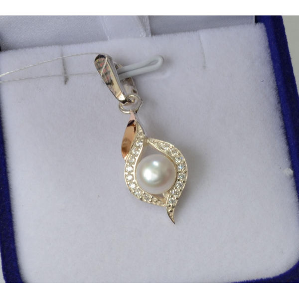 Серебряная подвеска с золотими вставками (110п)